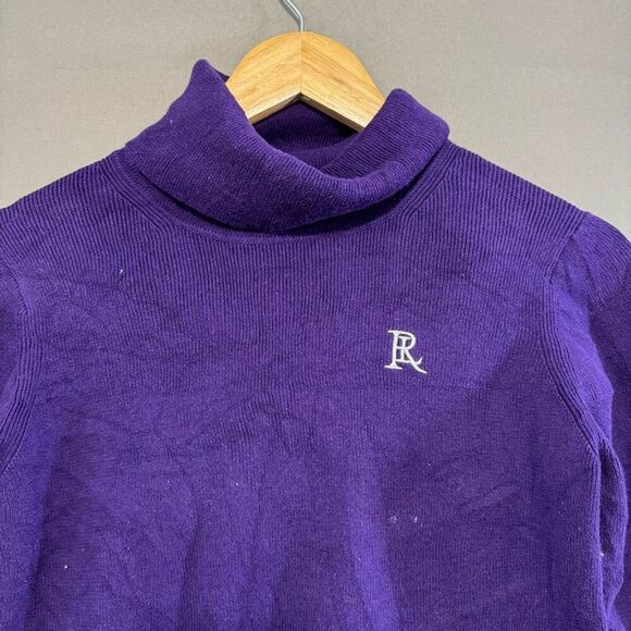 Polo Jeans Company Purple Ribbed Women’s Sweater Size Large Turtle Neck Preppy - Picture 2 of 12